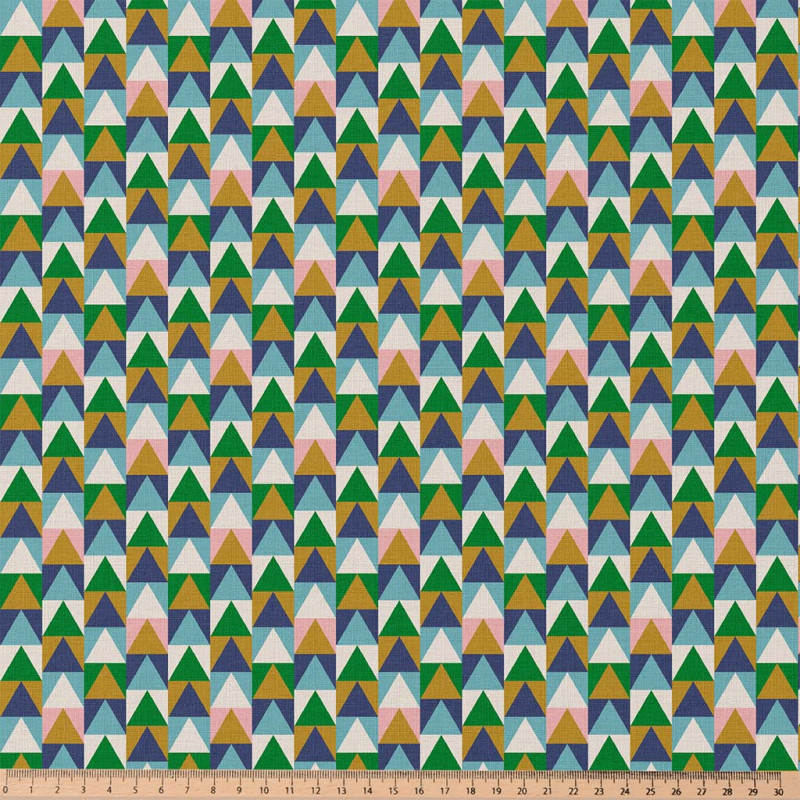Printed Acryl Coated Cotton SOMO Blue / Green